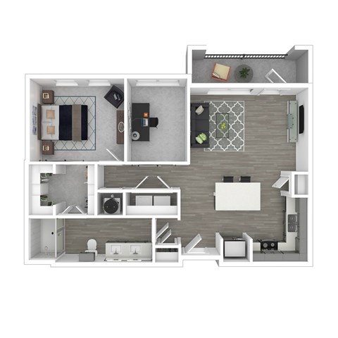 Floor plan for 1 bed, 1 bath, 928 sqft